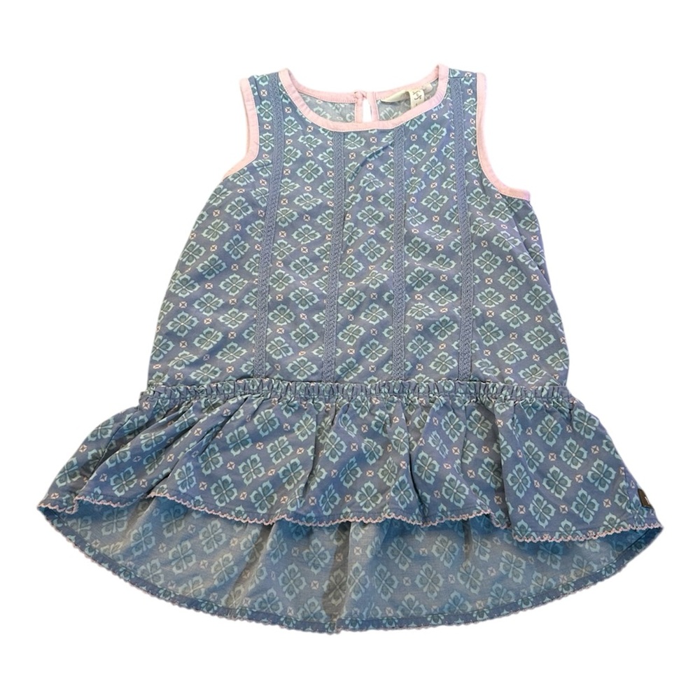 Matilda Jane Abbie Girls Ruffle Flounce Blue Geometric Tank Top Size 6 - Picture 2 of 6